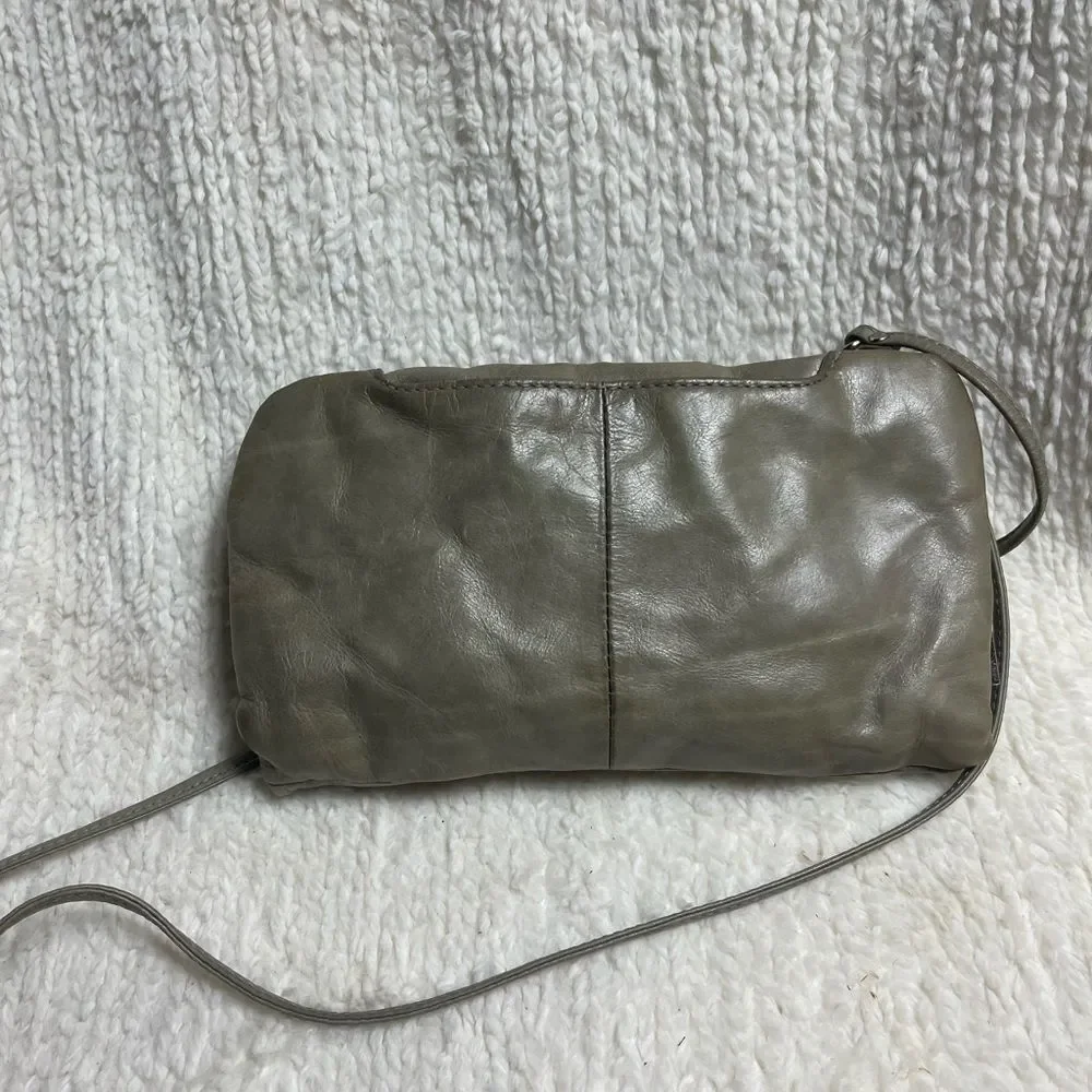 HOBO the original leather distress gray mini crossbody bag with detachable strap
